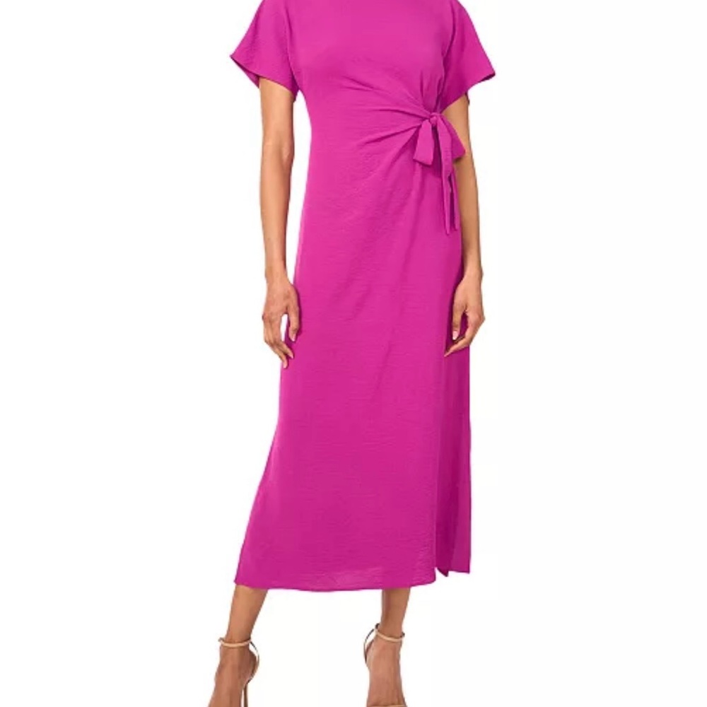 NWT Vince Women's Tie-Waist Boat-Neck Midi Dress